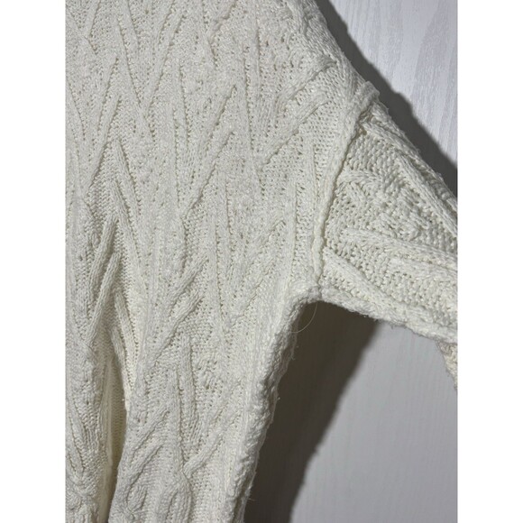 Free People Isla Sweater Women's Large Ivory White Chunky Cable Tunic Oversized - Picture 16 of 16